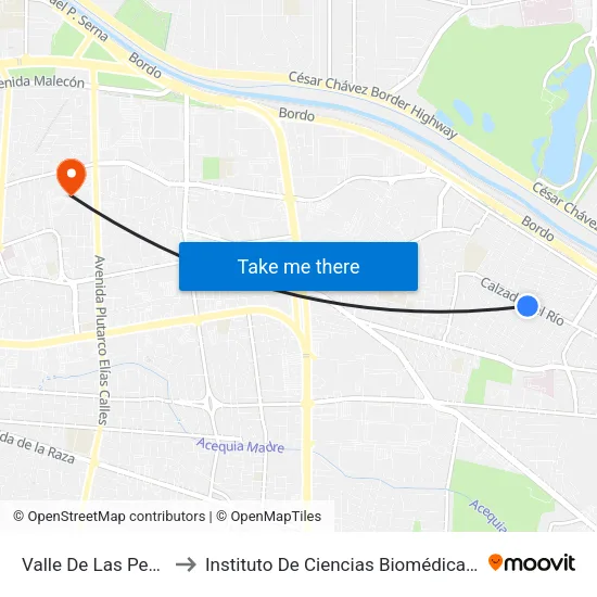 Valle De Las Penas 339 to Instituto De Ciencias Biomédicas (Icb - Uacj) map