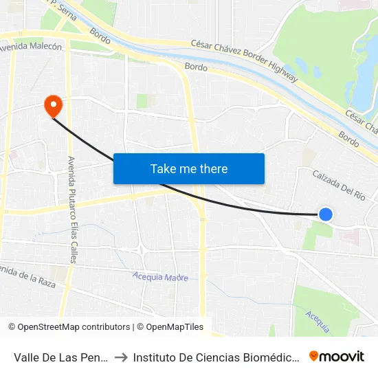 Valle De Las Penas 2701 to Instituto De Ciencias Biomédicas (Icb - Uacj) map