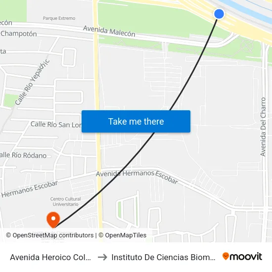 Avenida Heroico Colegio Militar, 29 to Instituto De Ciencias Biomédicas (Icb - Uacj) map