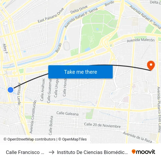 Calle Francisco Villa, 229 to Instituto De Ciencias Biomédicas (Icb - Uacj) map