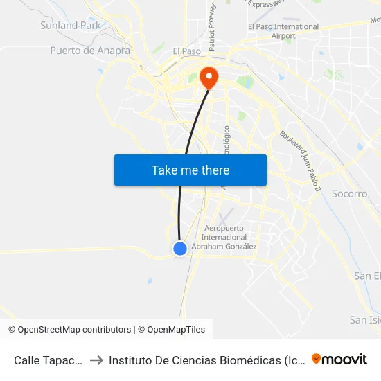 Calle Tapachula to Instituto De Ciencias Biomédicas (Icb - Uacj) map