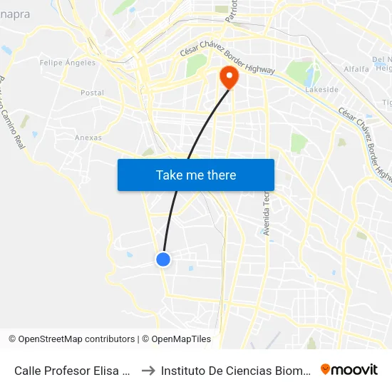 Calle Profesor Elisa Griensen, 3404 to Instituto De Ciencias Biomédicas (Icb - Uacj) map