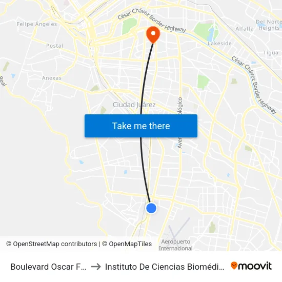Boulevard Oscar Flores, 617 to Instituto De Ciencias Biomédicas (Icb - Uacj) map