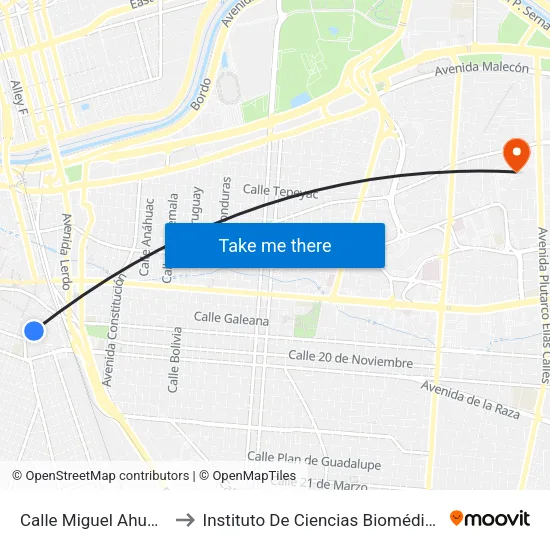 Calle Miguel Ahumada, 446 to Instituto De Ciencias Biomédicas (Icb - Uacj) map