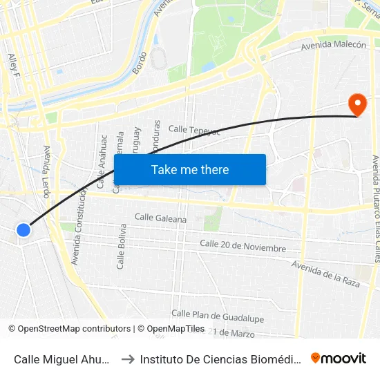 Calle Miguel Ahumada, 498 to Instituto De Ciencias Biomédicas (Icb - Uacj) map