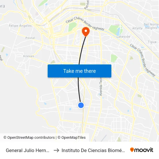 General Julio Hernández, 7852 to Instituto De Ciencias Biomédicas (Icb - Uacj) map