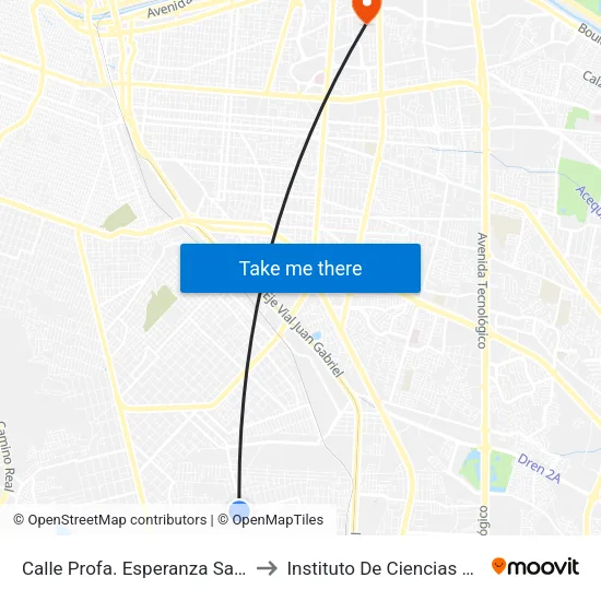 Calle Profa. Esperanza Sandoval De Quintana, 7513 to Instituto De Ciencias Biomédicas (Icb - Uacj) map