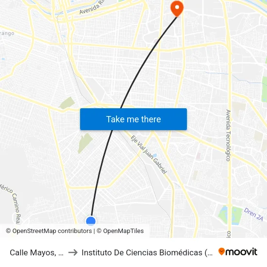 Calle Mayos, 3345 to Instituto De Ciencias Biomédicas (Icb - Uacj) map