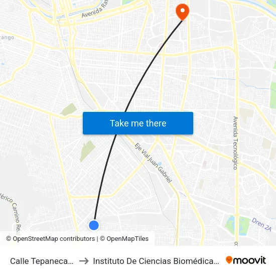 Calle Tepanecas, 7927 to Instituto De Ciencias Biomédicas (Icb - Uacj) map