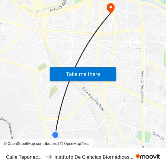 Calle Tepanecas, 833 to Instituto De Ciencias Biomédicas (Icb - Uacj) map