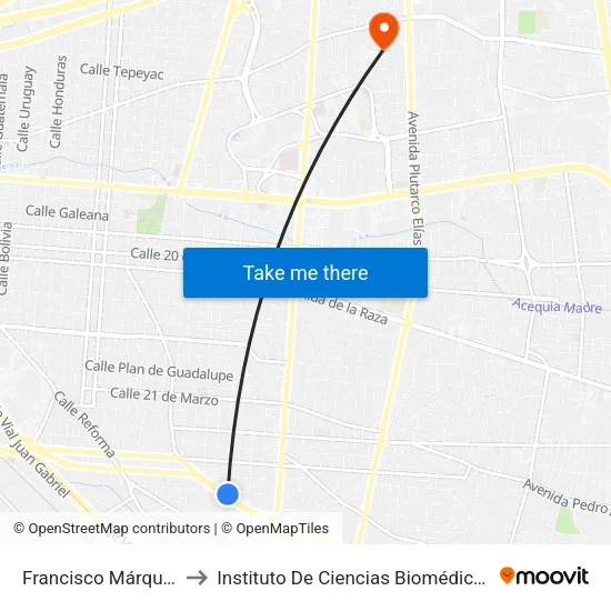Francisco Márquez, 2228 to Instituto De Ciencias Biomédicas (Icb - Uacj) map
