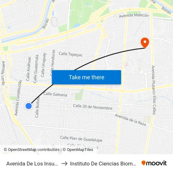 Avenida De Los Insurgentes, 1013 to Instituto De Ciencias Biomédicas (Icb - Uacj) map