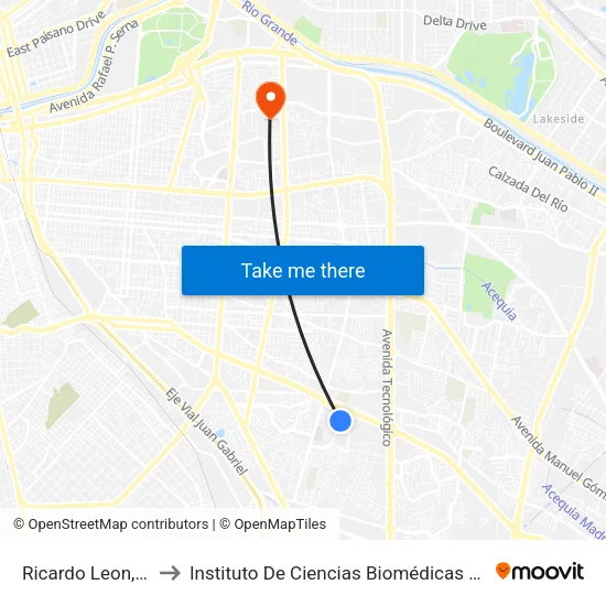 Ricardo Leon, 7915 to Instituto De Ciencias Biomédicas (Icb - Uacj) map