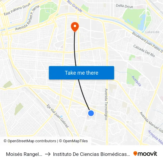 Moisés Rangel, 6036 to Instituto De Ciencias Biomédicas (Icb - Uacj) map