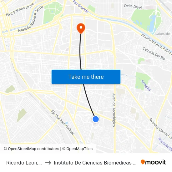 Ricardo Leon, 6019 to Instituto De Ciencias Biomédicas (Icb - Uacj) map