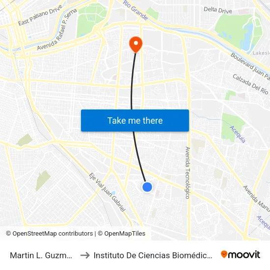 Martin L. Guzmán, 2532 to Instituto De Ciencias Biomédicas (Icb - Uacj) map