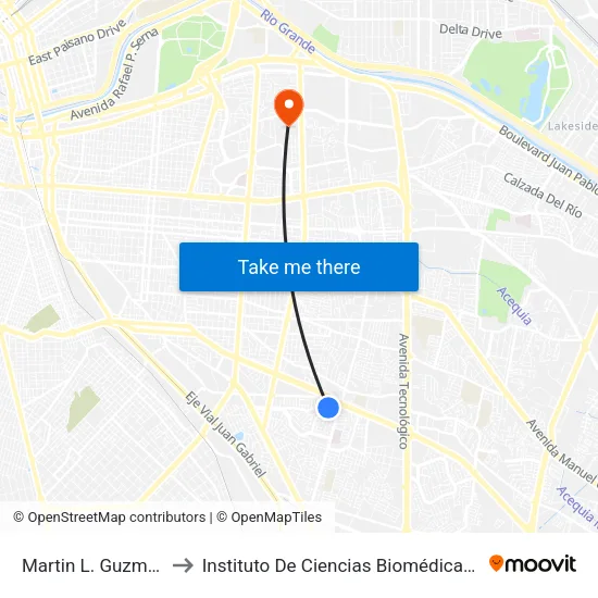 Martin L. Guzmán, 255 to Instituto De Ciencias Biomédicas (Icb - Uacj) map