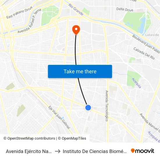 Avenida Ejército Nacional, 5911 to Instituto De Ciencias Biomédicas (Icb - Uacj) map
