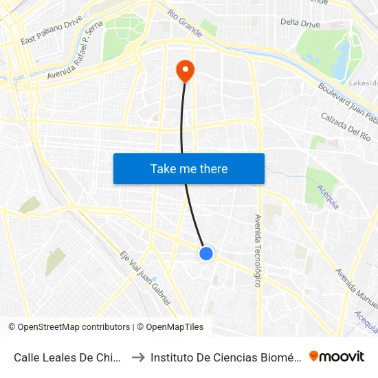 Calle Leales De Chihuahua, 2320 to Instituto De Ciencias Biomédicas (Icb - Uacj) map
