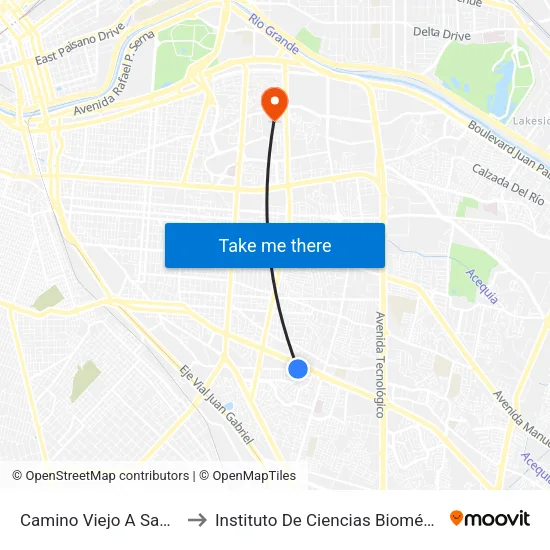 Camino Viejo A San José, 5771 to Instituto De Ciencias Biomédicas (Icb - Uacj) map