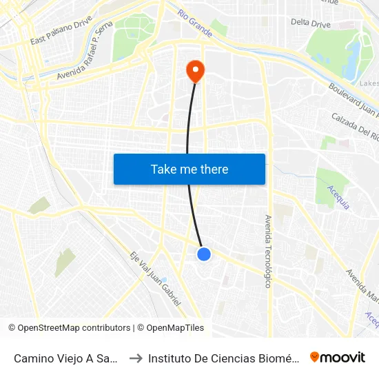 Camino Viejo A San José, 5515 to Instituto De Ciencias Biomédicas (Icb - Uacj) map