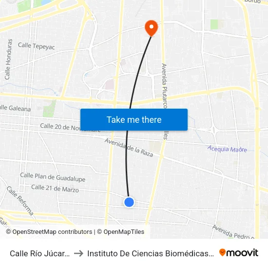 Calle Río Júcar, 1320 to Instituto De Ciencias Biomédicas (Icb - Uacj) map