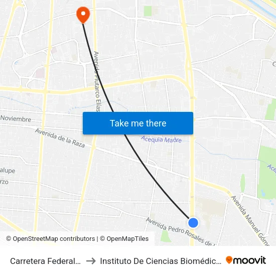 Carretera Federal 45, 1670 to Instituto De Ciencias Biomédicas (Icb - Uacj) map
