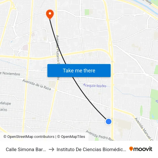 Calle Simona Barba, 6705 to Instituto De Ciencias Biomédicas (Icb - Uacj) map