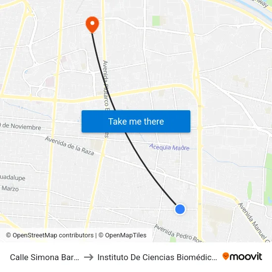 Calle Simona Barba, 6520 to Instituto De Ciencias Biomédicas (Icb - Uacj) map