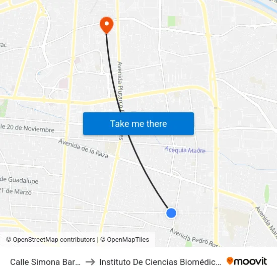 Calle Simona Barba, 5897 to Instituto De Ciencias Biomédicas (Icb - Uacj) map