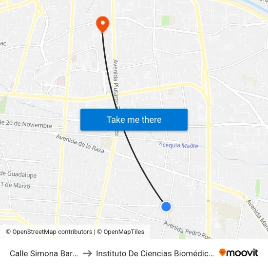 Calle Simona Barba, 5897 to Instituto De Ciencias Biomédicas (Icb - Uacj) map