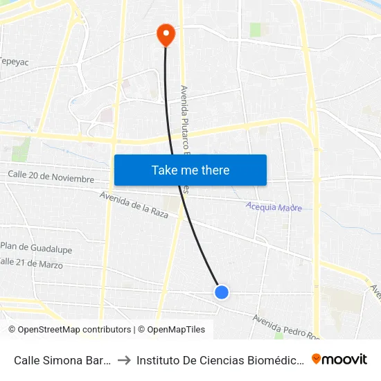 Calle Simona Barba, 5497 to Instituto De Ciencias Biomédicas (Icb - Uacj) map
