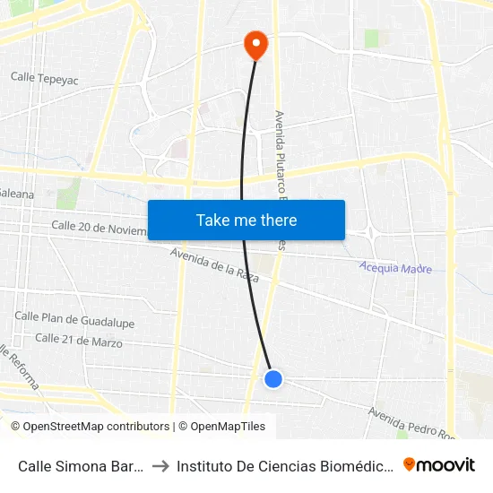 Calle Simona Barba, 5095 to Instituto De Ciencias Biomédicas (Icb - Uacj) map