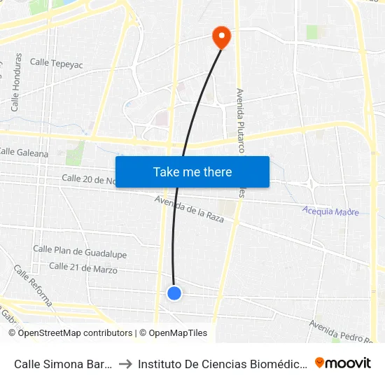 Calle Simona Barba, 4225 to Instituto De Ciencias Biomédicas (Icb - Uacj) map