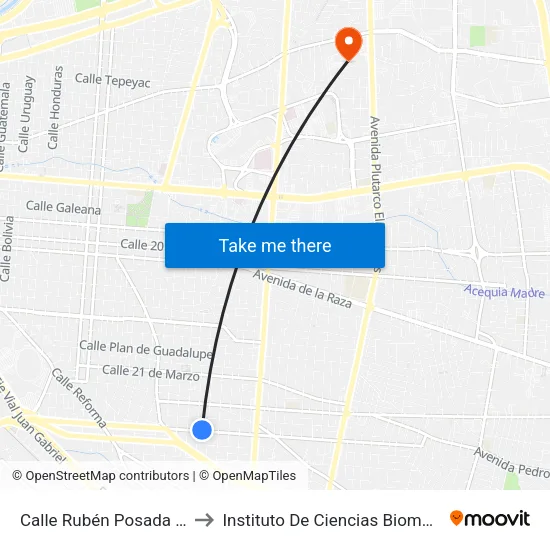 Calle Rubén Posada Pompa, 3325 to Instituto De Ciencias Biomédicas (Icb - Uacj) map