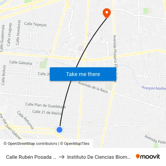 Calle Rubén Posada Pompa, 3301 to Instituto De Ciencias Biomédicas (Icb - Uacj) map