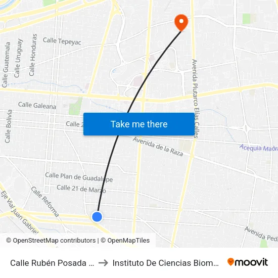 Calle Rubén Posada Pompa, 3047 to Instituto De Ciencias Biomédicas (Icb - Uacj) map