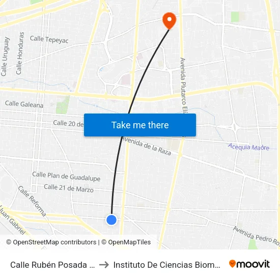 Calle Rubén Posada Pompa, 2525 to Instituto De Ciencias Biomédicas (Icb - Uacj) map