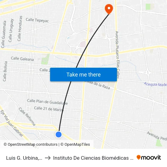 Luis G. Urbina, 3052 to Instituto De Ciencias Biomédicas (Icb - Uacj) map