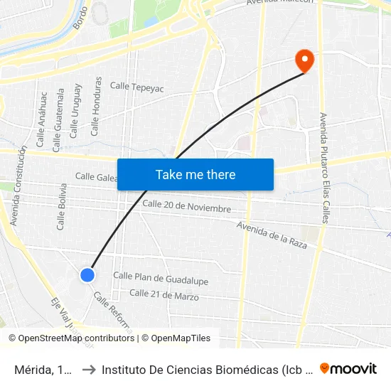 Mérida, 1179 to Instituto De Ciencias Biomédicas (Icb - Uacj) map