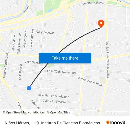Niños Héroes, 1846 to Instituto De Ciencias Biomédicas (Icb - Uacj) map