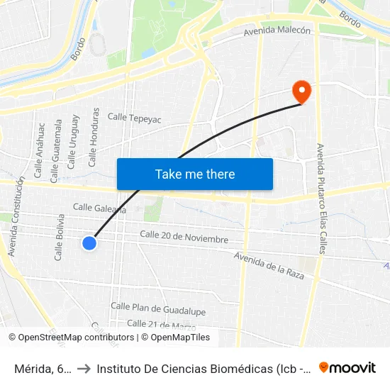 Mérida, 655 to Instituto De Ciencias Biomédicas (Icb - Uacj) map