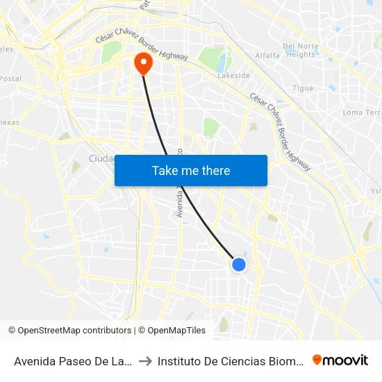 Avenida Paseo De La Victoria, 9350 to Instituto De Ciencias Biomédicas (Icb - Uacj) map