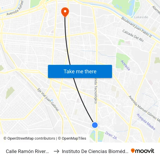Calle Ramón Rivera Lara, 6992 to Instituto De Ciencias Biomédicas (Icb - Uacj) map