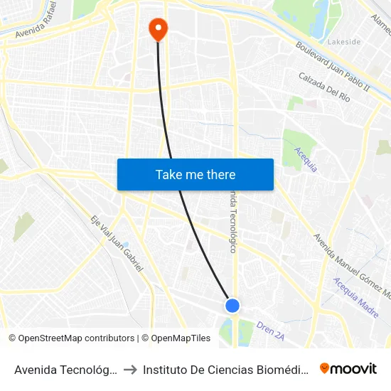 Avenida Tecnológico, 3575 to Instituto De Ciencias Biomédicas (Icb - Uacj) map