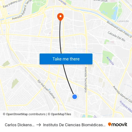 Carlos Dickens, 2751 to Instituto De Ciencias Biomédicas (Icb - Uacj) map