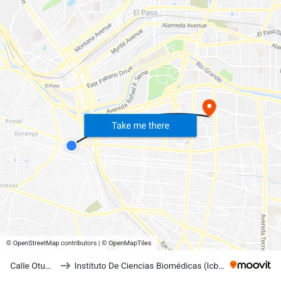 Calle Otumba to Instituto De Ciencias Biomédicas (Icb - Uacj) map
