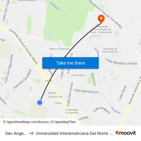 San Angel, 243 to Universidad Interameticana Del Norte - Ciudad Juarez map