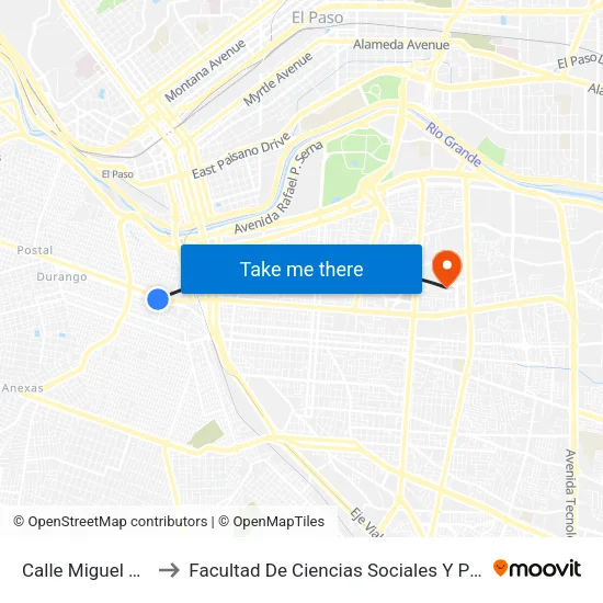 Calle Miguel Hidalgo to Facultad De Ciencias Sociales Y Políticas: Uach map