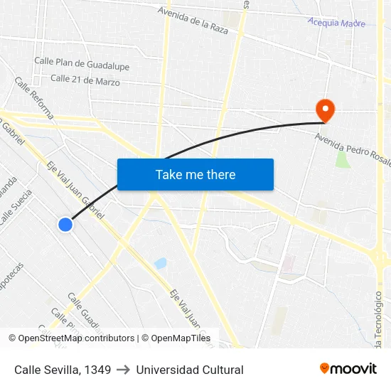 Calle Sevilla, 1349 to Universidad Cultural map